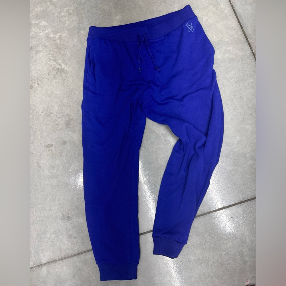 Victorias Secret Joggers Rhinestone Logo Large Blue